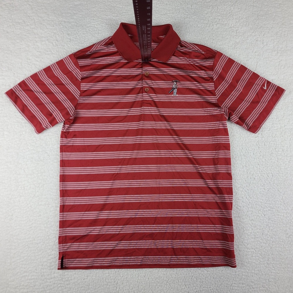 Nike Golf Polo Shirt Mens Medium Red White Striped Tour Performance Golf